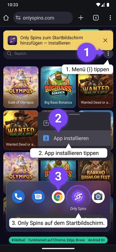 Only Spins auf Android installieren – Only Spins